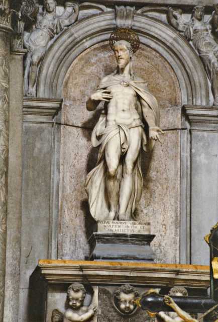 Venezia, S. Salvador. Giulio Del Moro. Monumento Andrea Dolfin e Benedetta Pisani Dolfin (statua firmata) — insieme